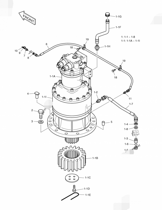 DX420LCA Excavator Parts Swing Motor 24019309a Motor Swing Excavator