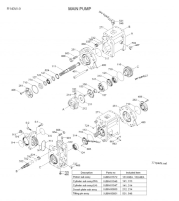 Excavator Parts R150W-9 R140W-9 Hydraulic Pump 31Q4-15020 For Hyundai