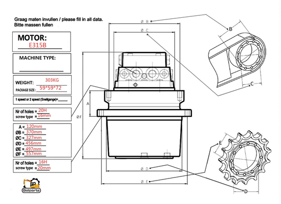 315BL Excavator hydraulic parts E315 E315BL Final Drive Assy Travel Motor 151-5108