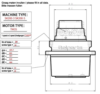 Belparts TM35VL GM35VL Final Drive Assy SK200-3 SK200-6 YN15V00007F1 For Kobelco Excavator