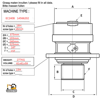 Hydraulic Excavator EC240B 14566202 Swing Reduction Gearbox For 