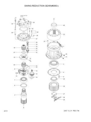 Excavator 31NA-10150 Swing Gearbox Reduction R360LC-7 Swing Gearbox Assy