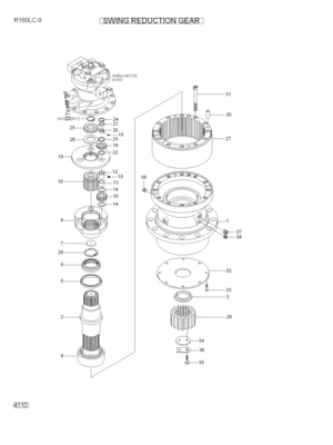 Excavator Parts Swing Gearbox R160LC-9 R210LC-9 Swing Reduction Gearbox 31Q6-10140 For Hyundai