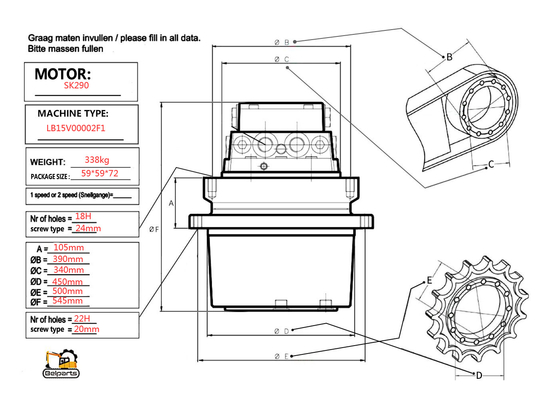 Mini Excavator hydraulic travel motor device SK290  LB15V00002F1 final drive assembly for kobelco