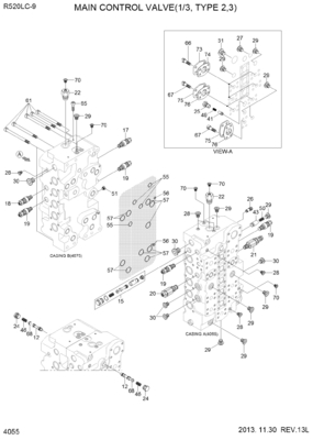 R520-9 Excavator Control Valve For Hyundai Hydraulic Main Control Valve 31QB-17100