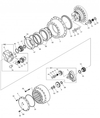 Belparts Excavator Travel Gearbox DH370-7 DH370-9 DX380LC Travel Reduction Gear K1033688