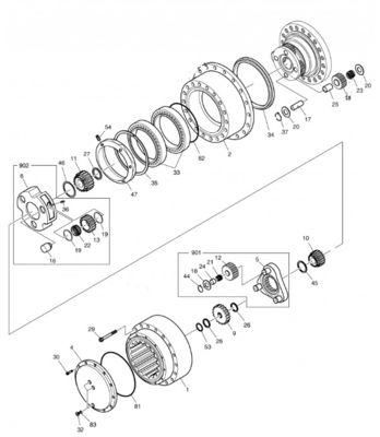 Excavator Travel Gearbox DX380 DX380LC Travel Reduction Gear K1012069 For Doosan