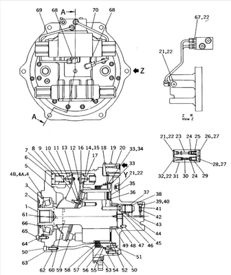 Belparts Excavator Travel Motor Assy For Komatsu PC650-7 Final Drive Assy 209-60-63502 209-60-63501