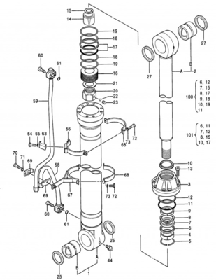 Belparts Excavator EX400-3 EX400LC-3 EX450H-3C EX400-5 EX400LC-5 EX450LC-5 Boom Arm Bucket Cylinder Assy For Hitachi