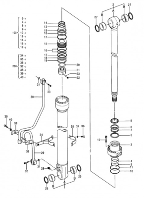 Excavator Hydraulic Cylinder EX100-5 EX100-5E EX110-5 Boom Arm Bucket Cylinder Assy For Hitachi 4312228 4372544