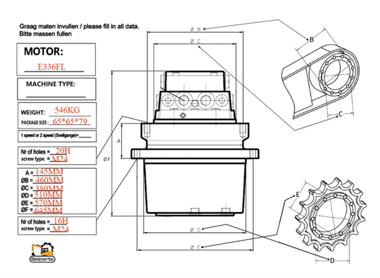 Top- E336FL Mini Excavator Final Drive Assy For Komatsu 511-6017 Travel Motor