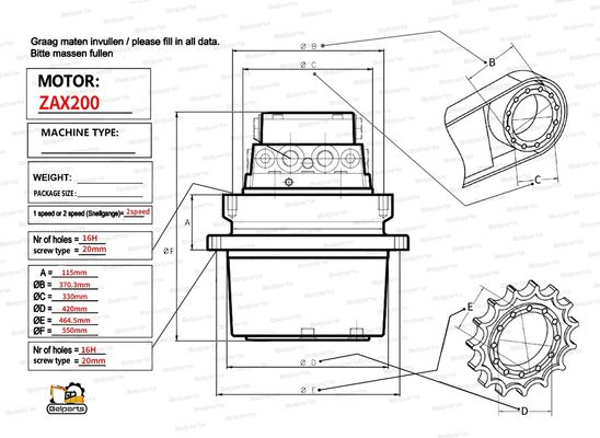 Belparts excavator HMGF36 ZX200 ZX200-6 Hydraulic travel motor leaking oil fix 9168003 9195451