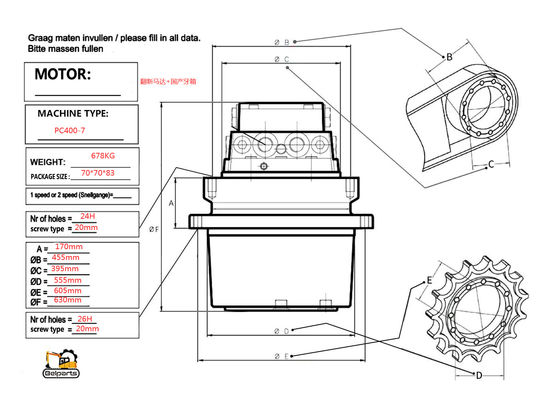 Excavator Parts PC400-7  Final Drive 706-8J-01012  706-8J-01011